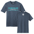 Navy t-shirt with 'Island Village Celebration, FL' text and coordinates 